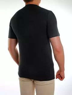Обтягивающая темно-серая мужская футболка из приятной ткани с небольшим синим принтом Don Jose 94230 темно-серый распродажа